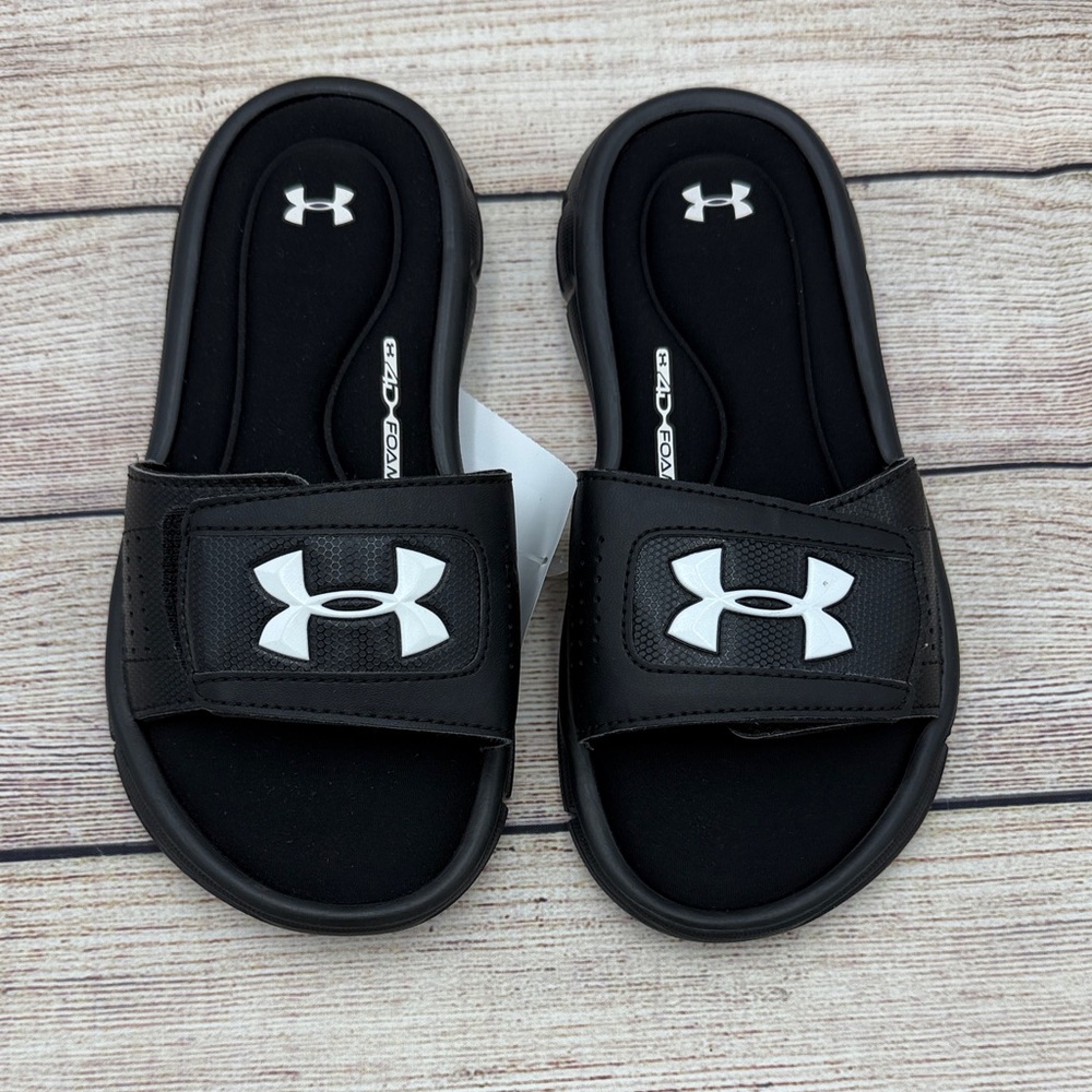 Under Armour Kids Black and White Slide Sandals